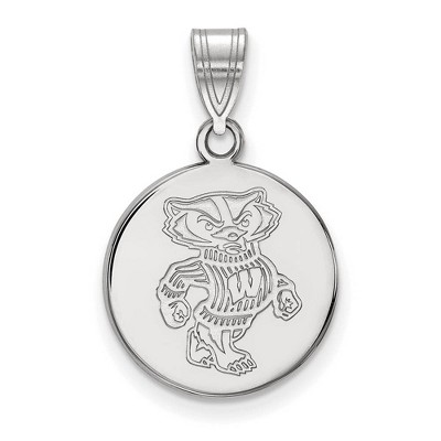 Black Bow Jewelry 10k White Gold Wisconsin Badgers NCAA Medium Pendant