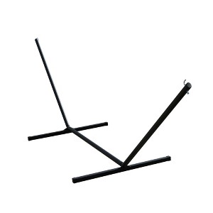 The Hamptons Collection 180” Black Steel 3-Beam Hammock Stand With Hardware - 1 of 3