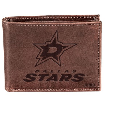 Evergreen NHL Dallas Stars Brown Leather Bifold Wallet Officially Licensed with Gift Box