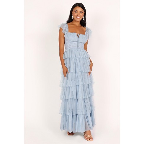 Christabel Tiered Maxi Dress - Blue Floral