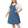 Agnes Orinda Women's Plus Size Overall Dress Button Adjustable Strap Denim Suspender Dresses - image 2 of 4