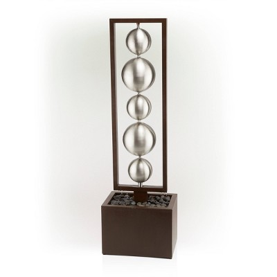 55" Silver and Brown Stainless Steel Column Fountain