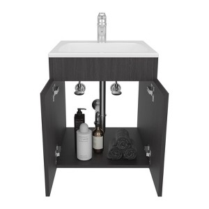 SEVOBAL Bathroom Vanities 45in Bathroom Vanities with Two Drawers and Open Shelf for Bathroom Storage, Black, 24.81"*22.84"*11.82" - 1 of 4