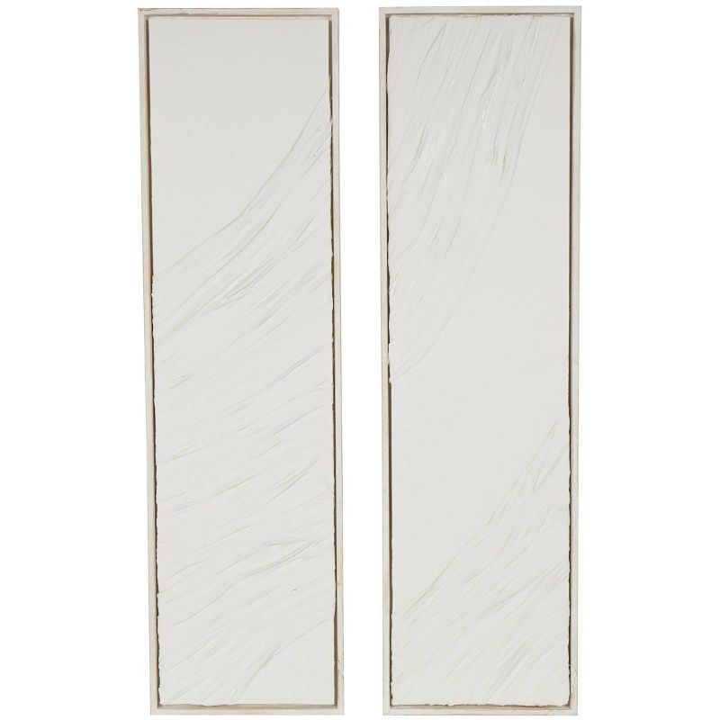 Olivia &#38; May Set of 2Wood Abstract Dimensional Wavy Textured Panel Wall Decor Cream, 1 of 8
