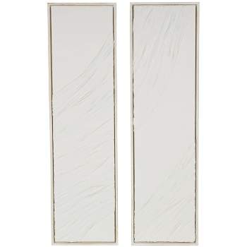 Olivia & May Set of 2Wood Abstract Dimensional Wavy Textured Panel Wall Decor Cream