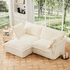 Slipcovered Sectional Sofa, 2 Seater Sofa with Removable Cover, Sofa with Convertible Ottoman, Corduroy Fabric Sectional Sofas-Cuddlewood - 3 of 4
