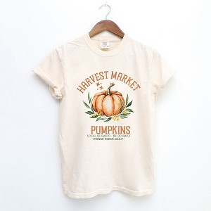 Simply Sage Market Women's Harvest Market Pumpkin Short Sleeve Garment Dyed Tee - 1 of 4