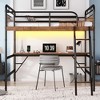 TIRAMISUBEST Full Size Metal Loft Bed with Bulit-in Desk, Ladder and Guardrail, Metal Loft Bedframe with LED Light and Charge Station - 4 of 4