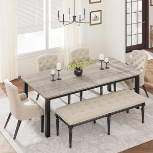 CuisinSmart Industrial Dining Table for 6-8 People, 78.7" Long Wooden Kitchen Table with Sturdy Metal Frame - 1 of 4
