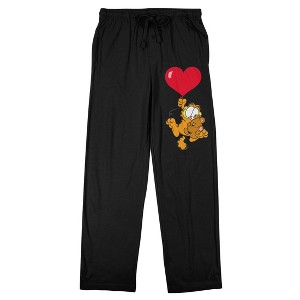 Garfield Heart Balloon Men's Black Sleep Pajama Pants - 1 of 3