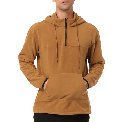 Lars Amadeus Men's Half Zip Hoodie Drawstring Fleeced Pullover Hooded  Sweatshirt Light Brown X-large : Target