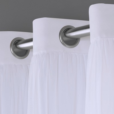 Winter White Layered Blackout and Sheer Grommet Curtain Panels