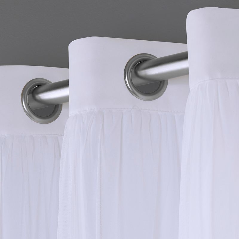 Set of 2 Caterina Layered Solid Blackout with sheer top Curtain Panels Black Pearl - Exclusive Home, 5 of 14