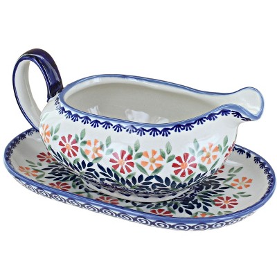 Bruntmor 20 Oz Ceramic Gravy Boat With Tray, Blue : Target