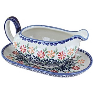 Blue Rose Polish Pottery S119 Manufaktura Gravy Boat & Plate - 1 of 1