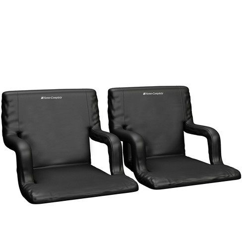 Stadium Seat Cushion ? Set Of 2 Wide Reclining Stadium Chairs For Bleachers  With Back Support Armrests And Backpack Straps By Home-complete (black) :  Target