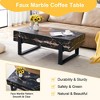 FURNIinspire Coffee Tables Minimalist MDF Marble-Patterned Coffee Table, Modern And Simple Coffee Table With Black Metal Legs, Black, 47"*24"*17" - 3 of 3