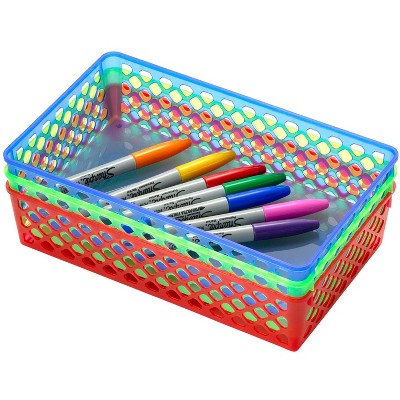 Assorted Multicolor Plastic Storage Baskets, Set of 3