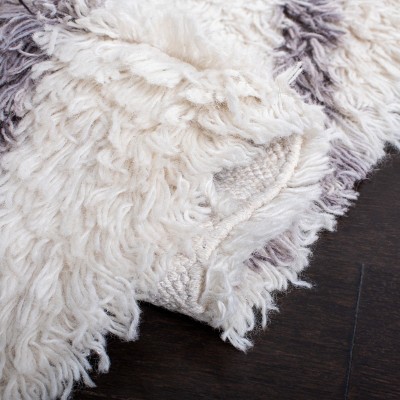 Ivory and Grey Hand-Knotted Wool 6' x 9' Area Rug