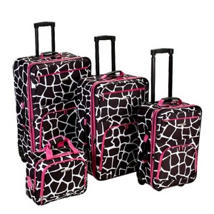 Rockland 4pc Expandable Luggage Set - Pink Giraffe