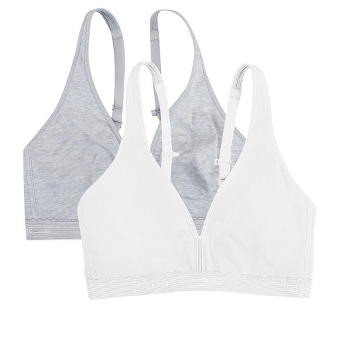 Fruit Of The Loom Women's Wirefree Cotton Bralette 2-pack Heather  Grey/white 40c : Target