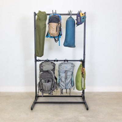 Teal Triangle Black Steel Double Level Freestanding Storage Rack