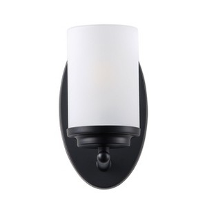 Dewdrop Farmhouse 1-Light Bathroom Vanity Light Brushed Nickel Iron Finish with Glass Shade ETL Certified Wall Mounted Fixture for Bedroom Hallway - 1 of 4