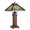 Chloe Lighting Innes Tiffany-Style 3 Light Mission Double Lit Wooden Table Lamp 15" Shade - 2 of 2