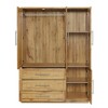 Vynxaria 4-Door Wardrobe Armoire Closet with 3 Drawers - Spacious and Stylish Storage Solution in Natural Finish - 4 of 4