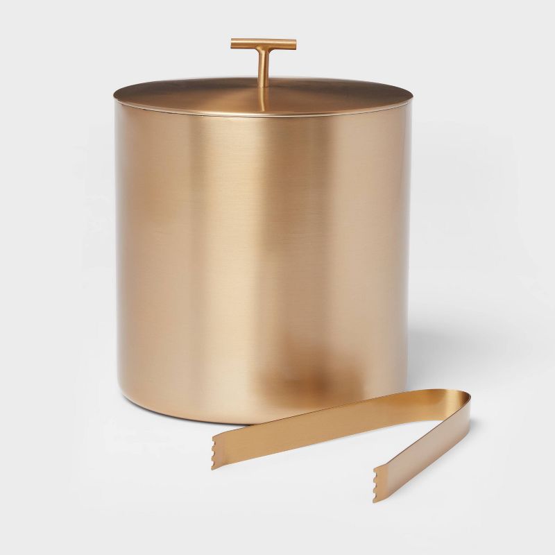 Metal Ice Bucket with Tongs Gold - Threshold&#8482;, 1 of 5