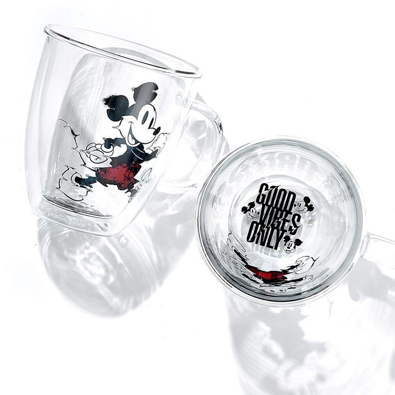 JoyJolt Disney Mickey Mouse Glitch Double Wall Glass Mugs - 13.5 oz - Set of 2, 3 of 7