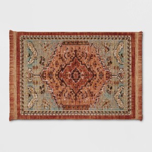 Floral Woven Rug Rust/Green - Threshold™ - 1 of 3