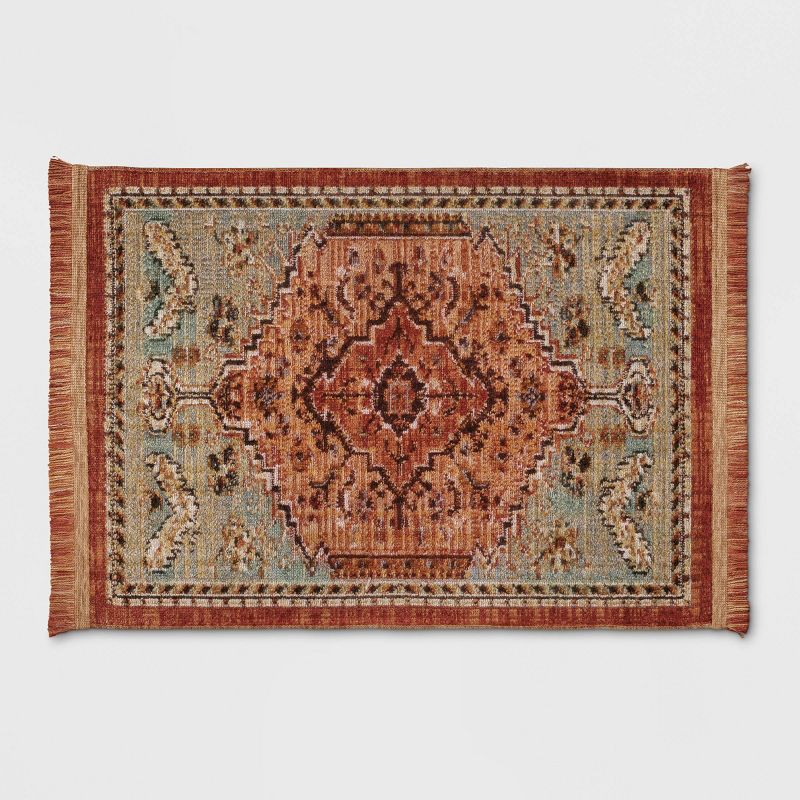 Floral Woven Rug Rust/Green - Threshold&#153;, 1 of 13