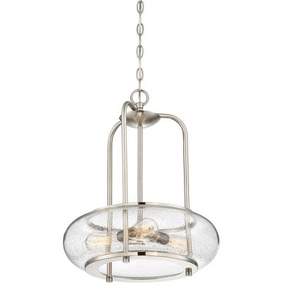 Edison Tribute 16'' Brushed Nickel 3-Light Pendant with Seedy Glass Shade