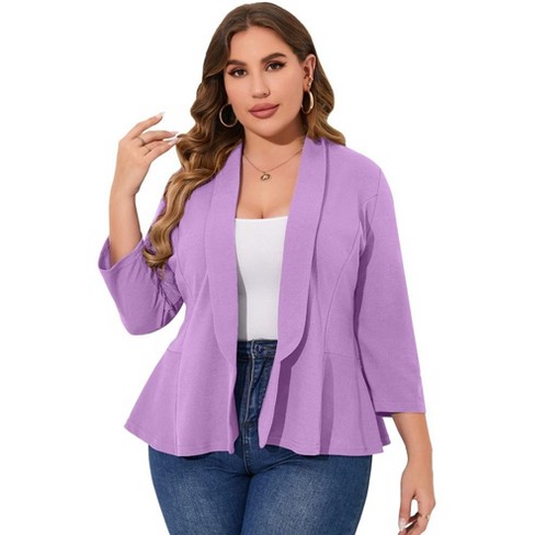 Whizmax Women Plus Size Casual Blazer Open Front Long Sleeve Work Office Cardigan Jackets purple 2xl Target