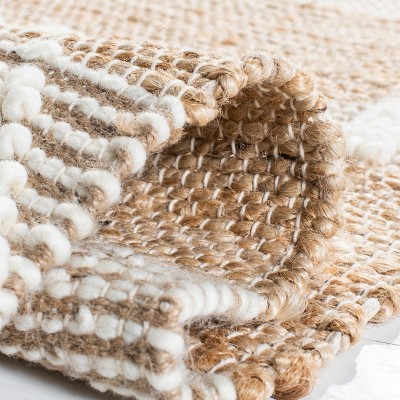 Ivory and Natural Handwoven Wool Area Rug, 3' x 5'