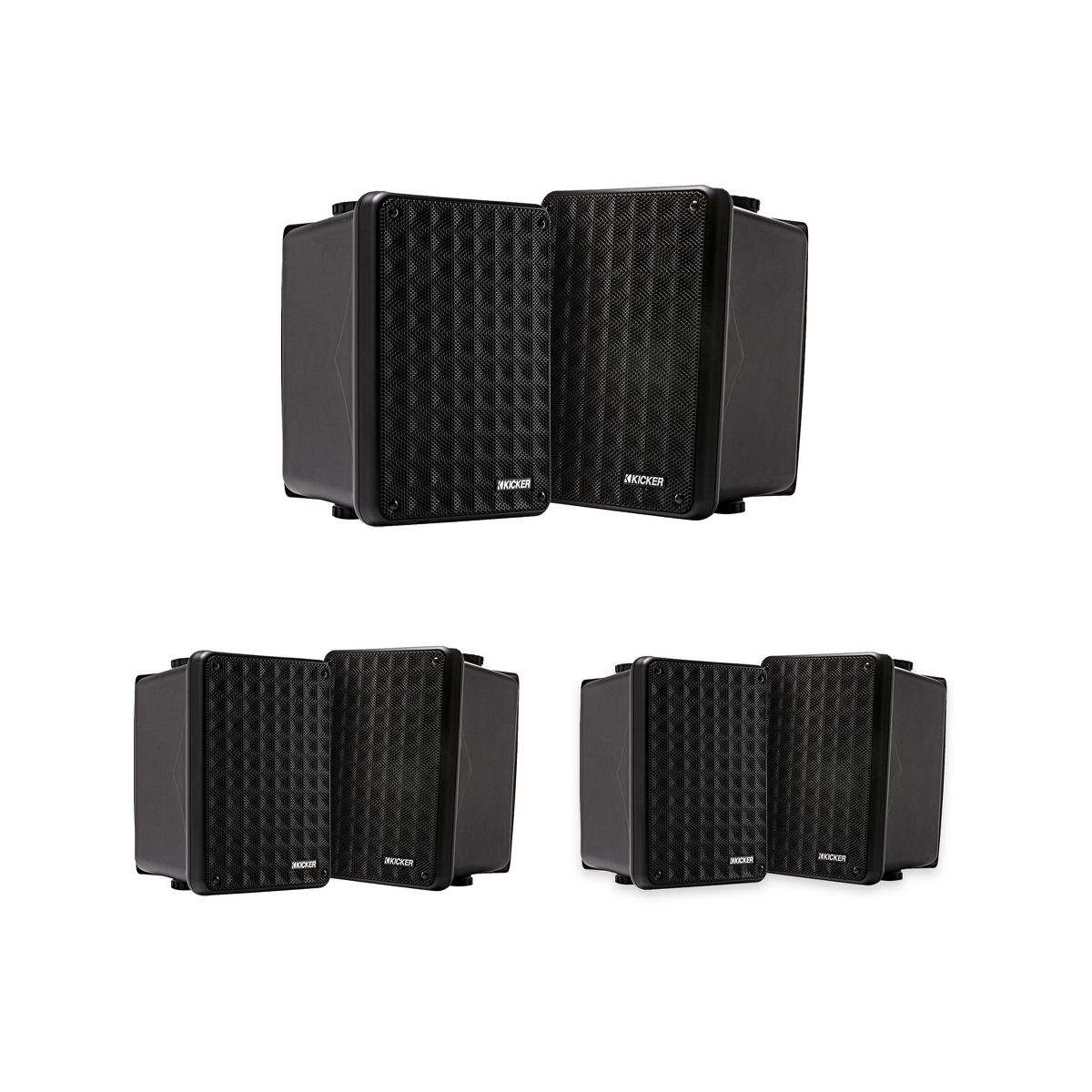 Kicker KB6 Indoor Outdoor Black Speakers – 3 Pair for Patio, Dock & Garage