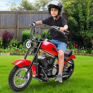 24V Kids Electric Dirt Bike with 14MPH High Speed, LED Lights, Leather Seat, Dual Speed Modes and Safe Off-Road for Kid - 1 of 4