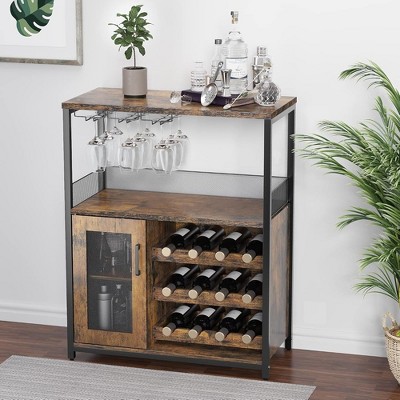 Whizmax Wine Bar Cabinet with Storage,Small Liquor Cabinet,Bar Cabinet with Glass Holder for Apartment,Bar,Kitchen,Dining Room,Home Decor