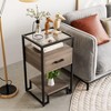 Nightstand Set of 2, End Table with Storage Drawer and 3-Tier Storage & Tempered Glass Top - 4 of 4