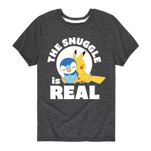 Boys' - Pokémon - The Snuggle Is Real Pikachu And Piplup Short Sleeve Graphic T-Shirt - 1 of 4