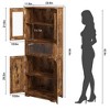 Narrow Bathroom Storage Cabinet, 67" H Tall Slim Cabinet with Glass Doors and Adjustable Shelf, Freestanding Slim Cupboard - 2 of 4