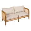 Acacia Wood Patio Loveseat Sofa with Cushions, Outdoor Patio Furniture,Cozy Wicker Patio Sofa for Porch, Garden, or Deck–Maison Boucle - 4 of 4