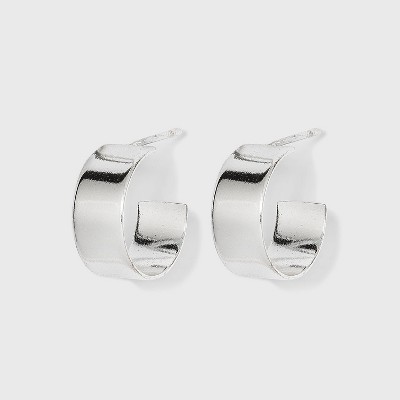 Sterling Silver Thick Band Hoop Earrings - A New Day™ Silver