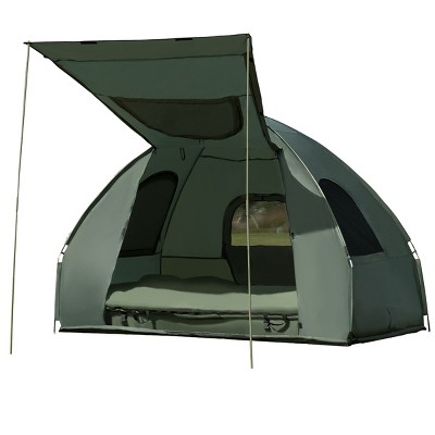Tangkula Folding 2-Person Camping Tent Cot Portable Pop-Up Tent with Sleeping Bag&Air Mattress for Outdoor Activity
