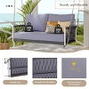 2-Person Outdoor Porch Swing Sofa, Woven Rope Patio Swing Couch with Soft Cushions for Balcony or Courtyard – Cuddlewood - 2 of 4