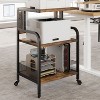 3-Tier Rolling Printer Stand with Power Outlets, Heavy Duty Utility Storage Cart – Mobile Printer Stand with Adjustable Shelves for Home and Office - 3 of 4
