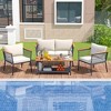 Costway 4 PCS Patio Furniture Set with 2-Tier Coffee Table Acacia Wood Armrests Tabletop - image 4 of 4