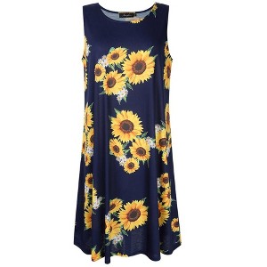 Womens Plus Size Casual Boho Sundress Summer Sleeveless Dresses - 1 of 1