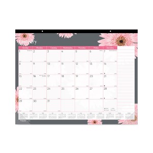 Monthly Desk Pad Calendar, Pink Daisy Artwork, 22 x 17, Pink/White Sheets, Black Binding, 12-Month (Jan to Dec): 2025 - 1 of 4